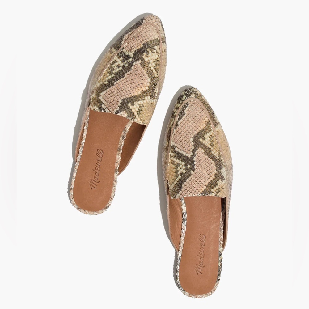 Madewell Frances Skimmer Mule Blush Neutral Multi Snake Snakeskin Embossed 9.5